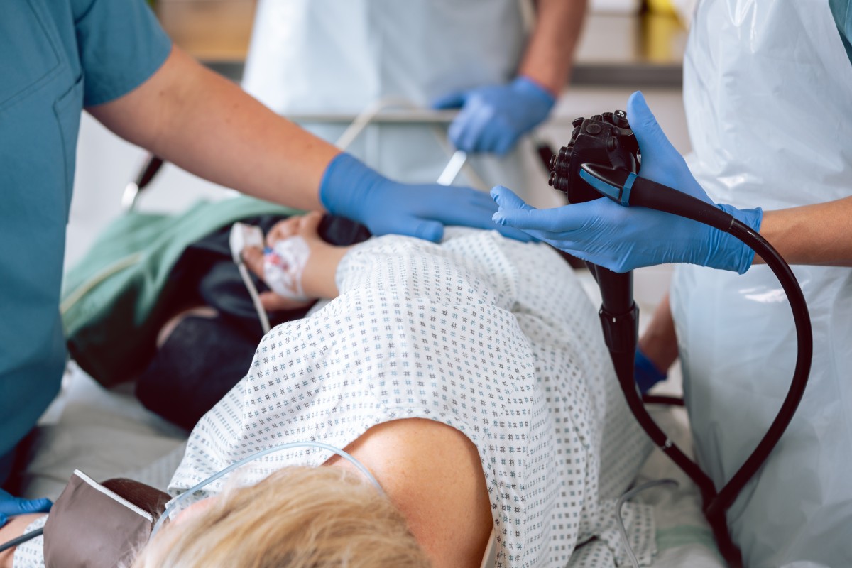 patient at a gastroenterology practice receiving treatment